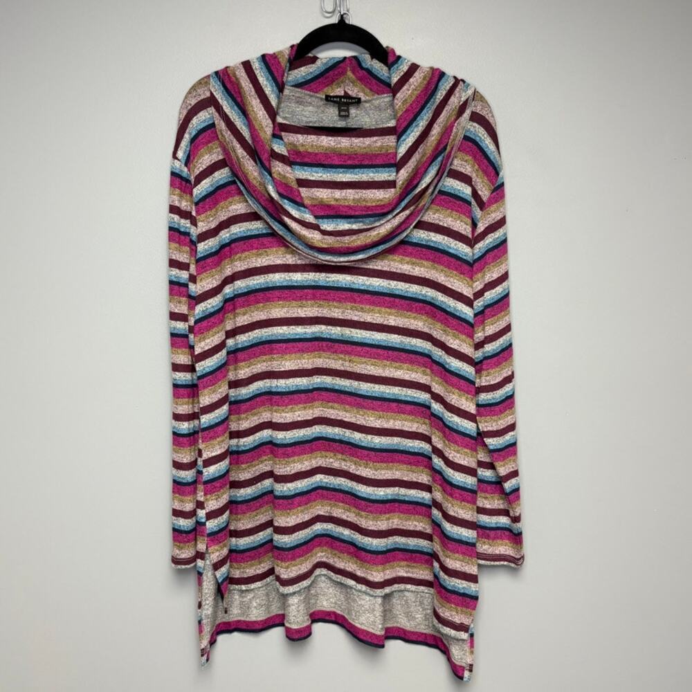 NWT Lane Bryant Colorful Striped Cowl Neck‎ Sweater Tunic Women's Sz 14/16